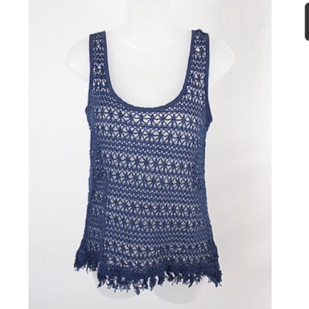 Anthropologie Sanctuary crochet knit blue tank